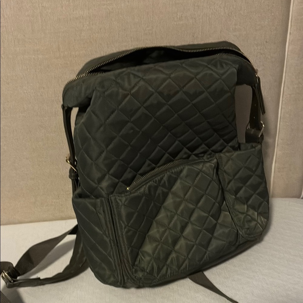 Tommy Bahama Olive Quilted Tote with Gold Lettering